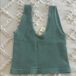 By Together Green Ribbed Crop Top